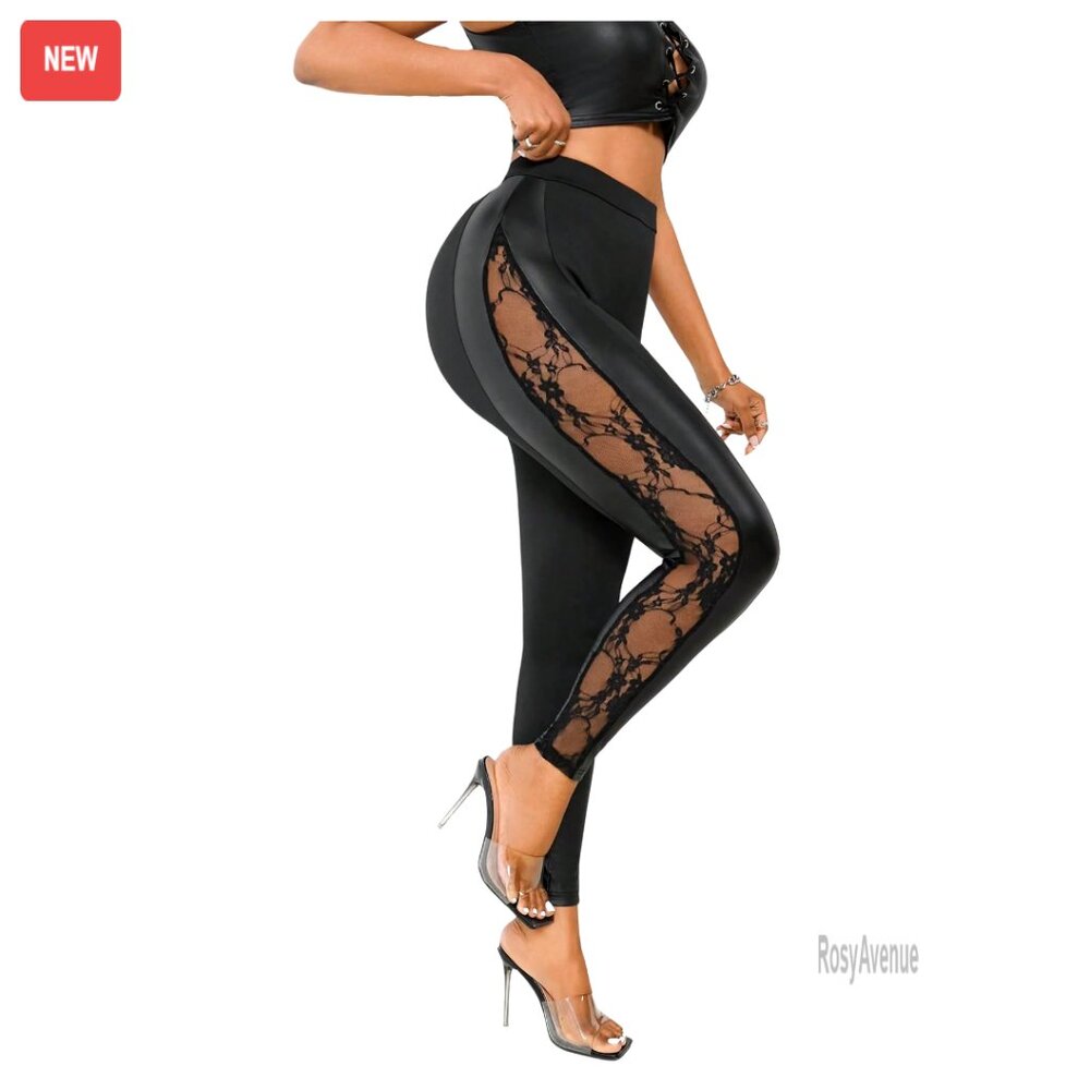 Sexy Mesh Lace Leggings, High Waisted Skinny Fit, Party Clubwear